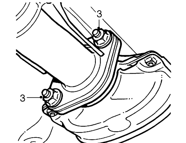 Intermediate pipe - ’k’ series – Remove 2 nuts securing tail pipe to intermediate pipe.