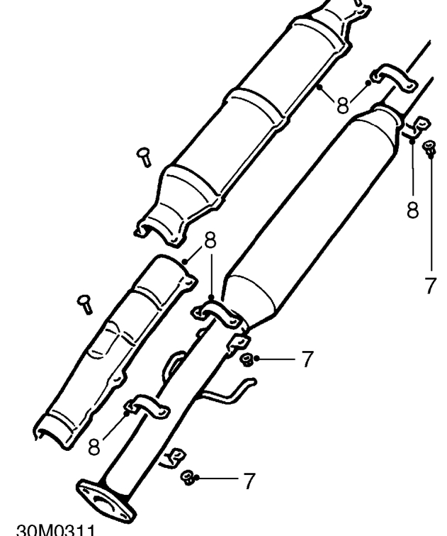 Intermediate pipe - ’k’ series – Release and remove intermediate pipe. remove and discard gasket from tail pipe flange end 