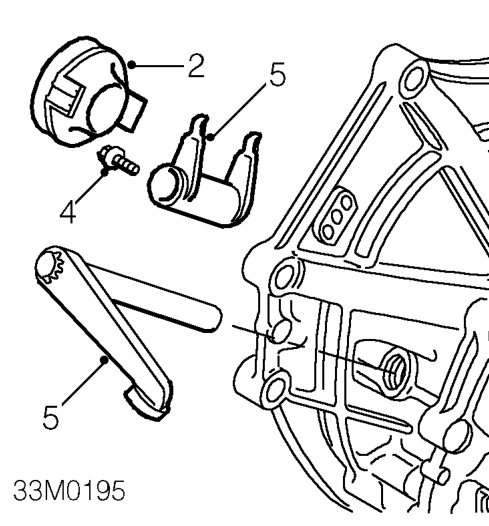 Clutch release fork and bushes - ’l’ and ’t’ series – Remove gearbox assembly. See MANUAL GEARBOX - ’PG1’, Repairs.