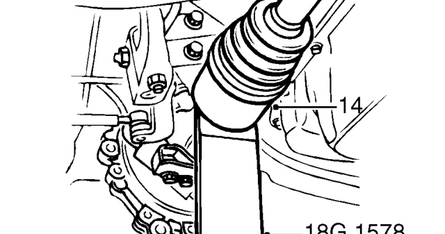 Remove nut from lower ball joint and release lower suspension arm from front hub.