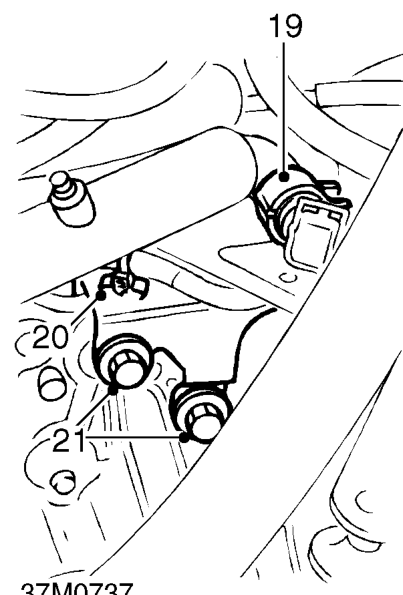 Move gear change lever away from engine so that it clears rear mounting bracket when gearb