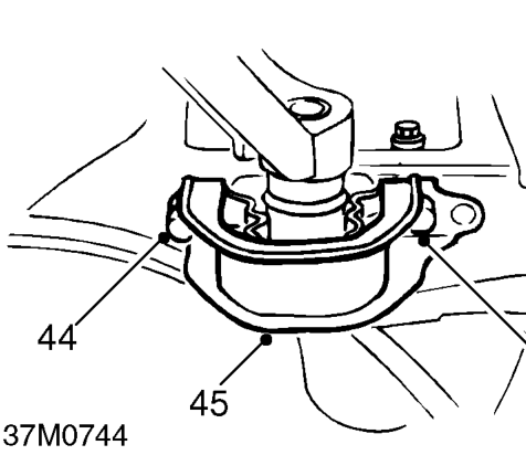 Remove 2 bolts securing mounting bracket to gearbox.
