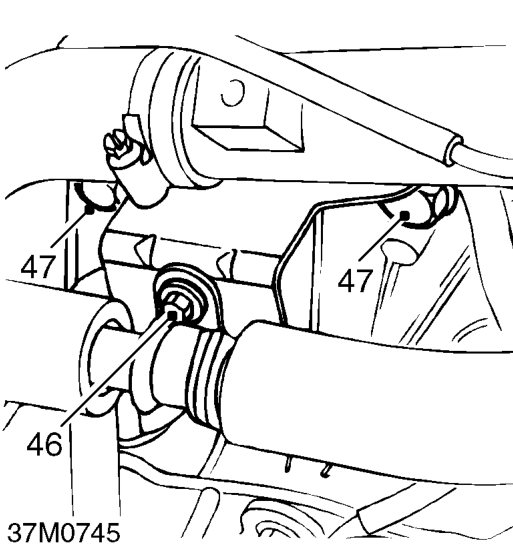 Fit wooden block to jack and position jack to support engine.