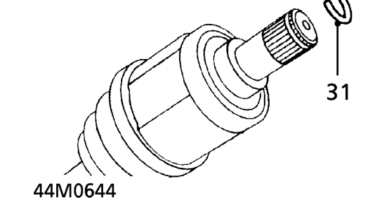 Release hub from lower arm and drive shaft from gearbox.