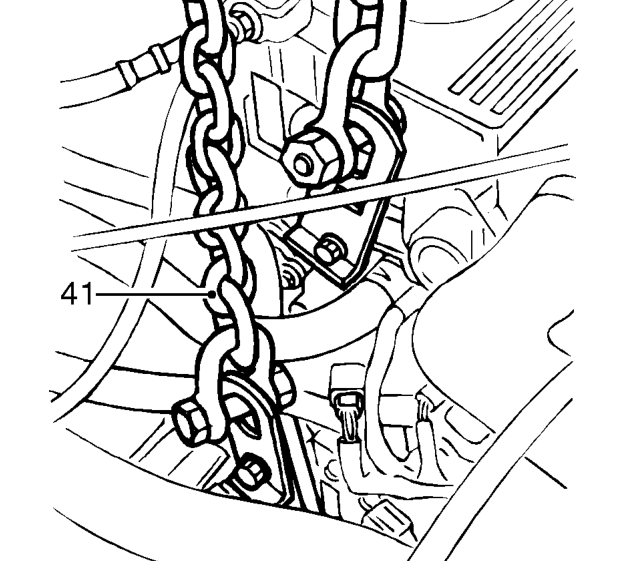 Loosen through bolt securing LH centre mounting to body.