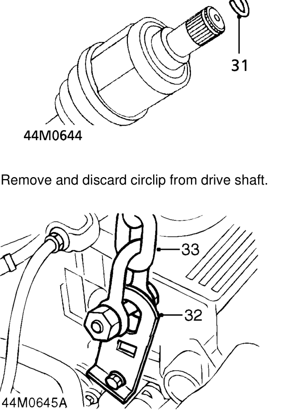 Release hub from lower arm and drive shaft from gearbox.