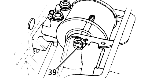 Remove 2 nuts and loosen through bolt securing RH centre mounting to engine and body.