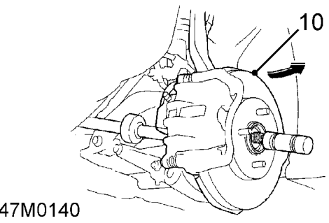 Drive shaft - ’k’, ’d’ &amp; ’t’ series – Break ball joint taper joint using tool 18G 1584 and release hub from lower arm.