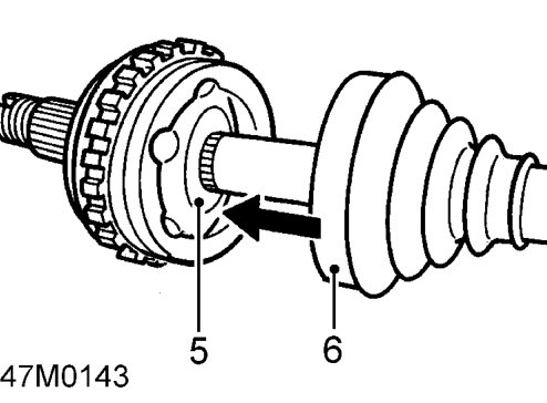 Drive shaft and inner joint - ’k’, ’l’ &amp; ’t’ series – Slide gaiter along shaft to gain access to outer joint.