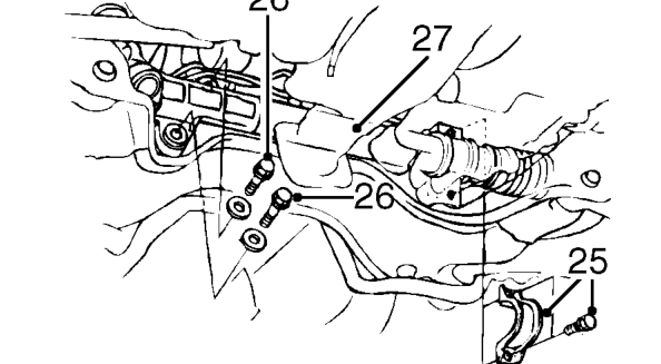 Loosen steering rack feed and return pipe unions.