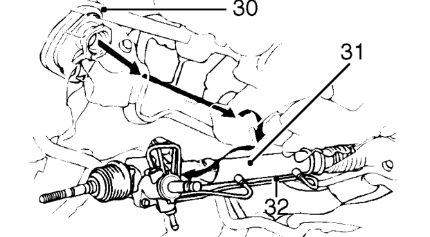 Lower steering rack sufficiently to release pinion shaft from body aperture.
