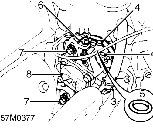 Power steering pump - ’d’ series up to 97.5 my – Position container beneath steering pump.