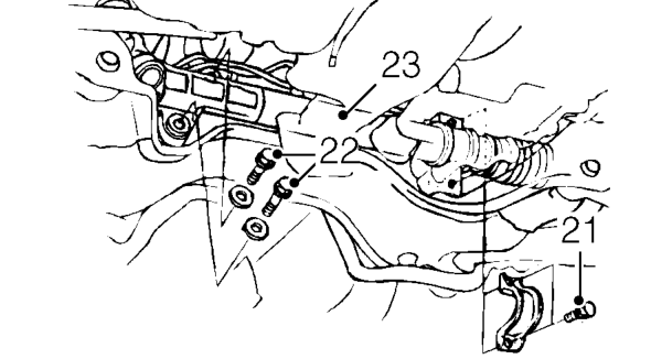 Using a suitable punch, drive out roll pin and disconnect selector rod from shaft.
