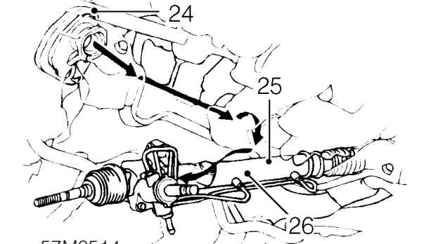 Lower steering rack sufficiently to release pinion shaft from body aperture.
