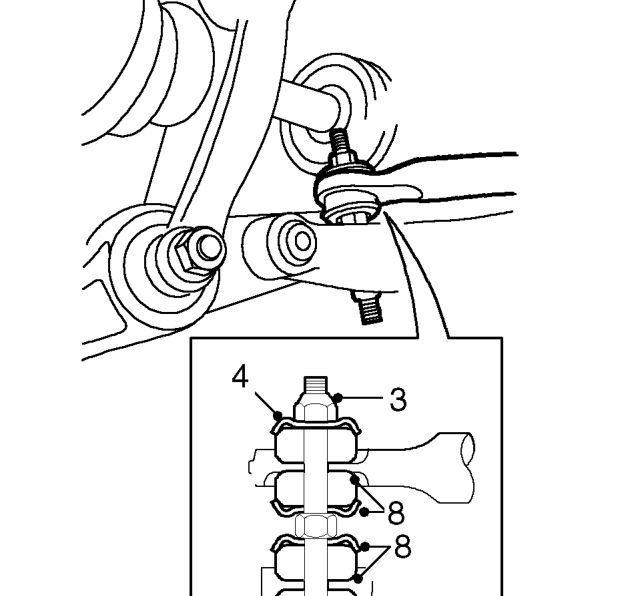 Anti-roll bar link – Remove road wheel(s).