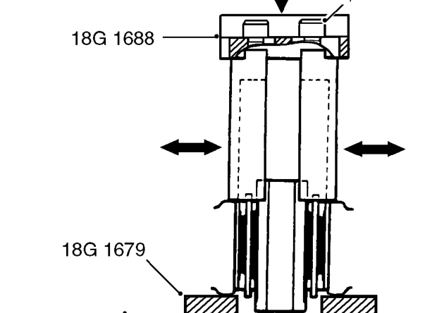 Rear lower arm bushes – Position tool 18G 1688 and press out bush.