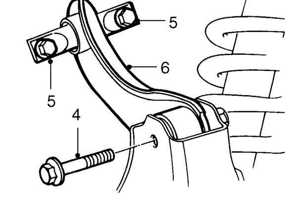 Rear upper arm – Support trailing arm on a jack at normal trim height.
