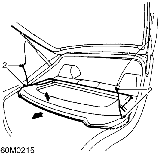 Rear damper – Remove rear seat squab. See BODY, Seats and seat belts.