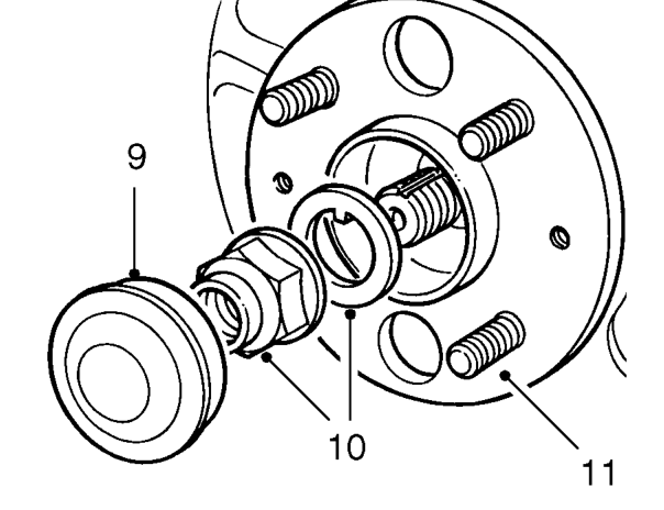 Remove 2 screws securing brake disc and remove disc.