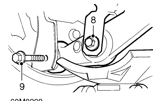 Rear trailing arm and stub axle - drum brake without abs – Remove bolt securing trailing arm to upper arm.