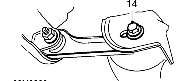 Lower jack and release lower arm from trailing arm.