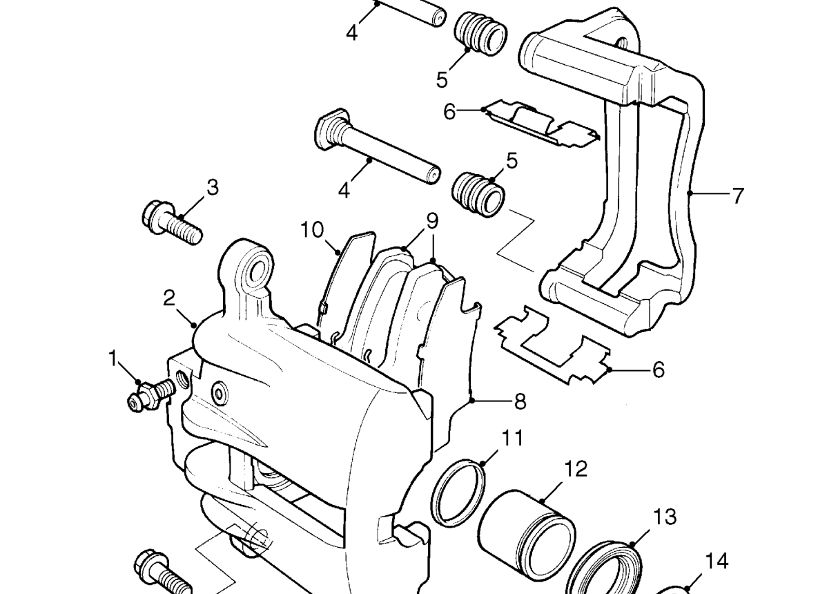 Front brake caliper components