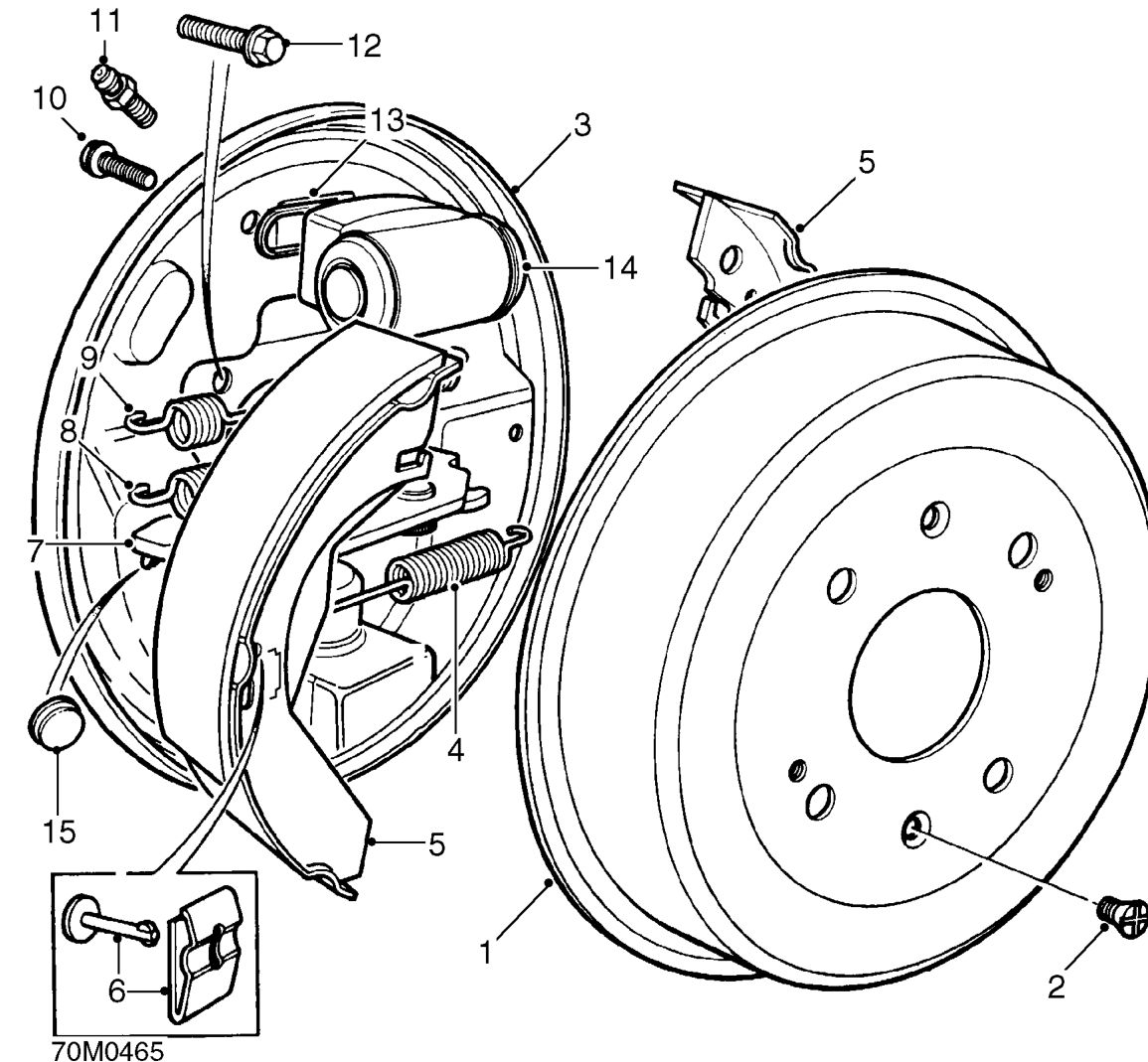 Rear drum brake components