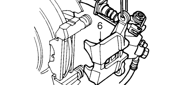 Rear brake disc - check – Remove 2 bolts securing brake caliper housing to carrier.