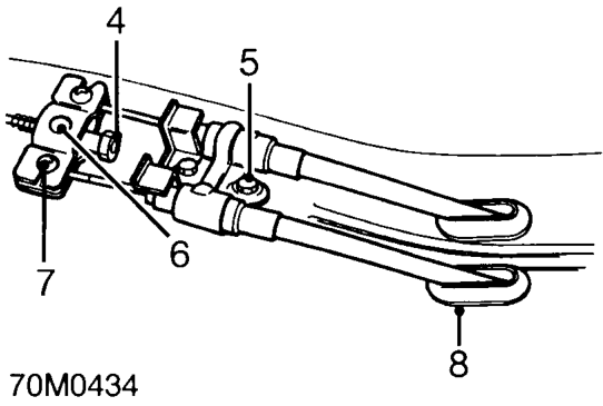 Handbrake cable - drum brakes – Remove rear console. See BODY, Interior trim components.