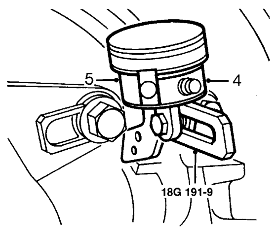 Disc run-out check – Fit caliper, fit top caliper mounting bolt but do not tighten.