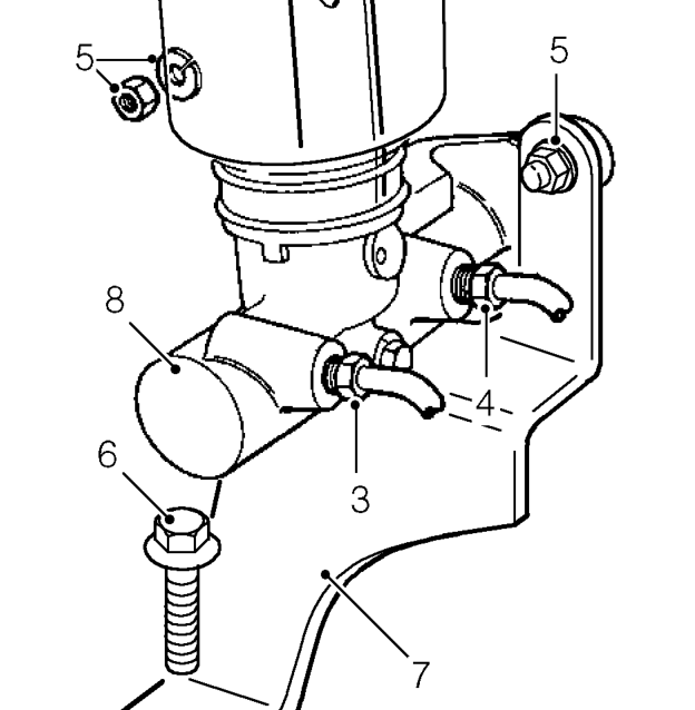 Brake master cylinder - ’l’ series – Position cloth under master cylinder to absorb fluid spillage.