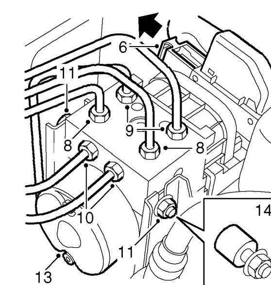 All models – Connect bleed tube to bleed screw, front LH caliper. Repeat above operation.