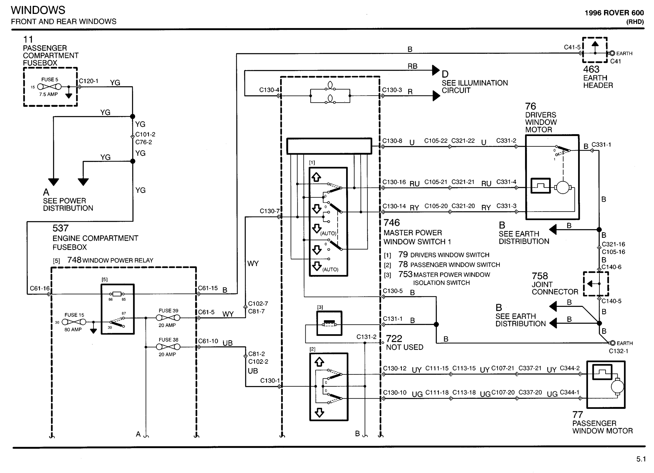 Windows Front And Rear Windows circuit diagram