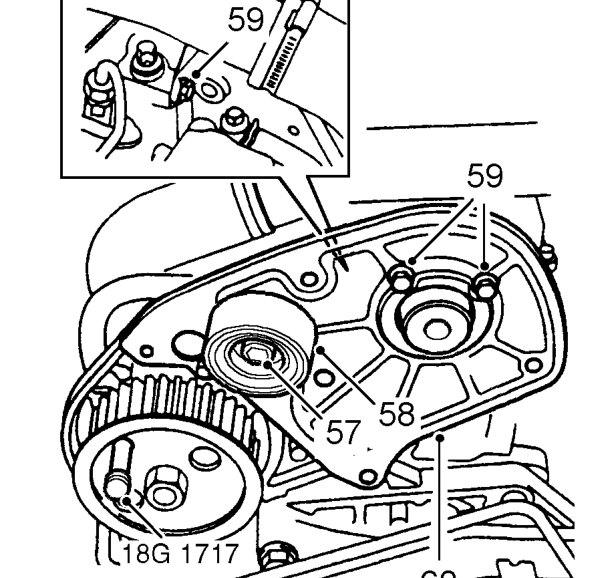 Remove 5 bolts and remove camshaft timing belt back cover.