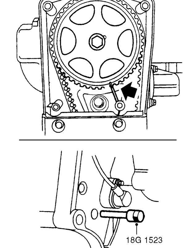 Fit camshaft timing belt tensioner access plug in rear cover.