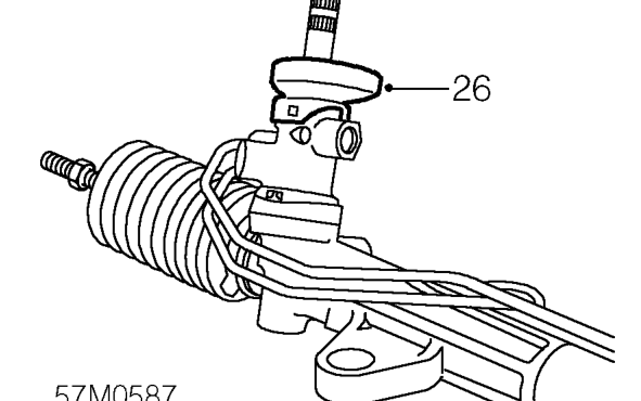 All models – Lower steering rack sufficiently to release pinion shaft from body aperture.