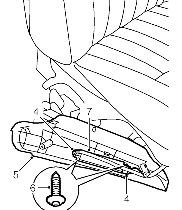 Remove 3 T20 Torx screws securing seat outer valance.