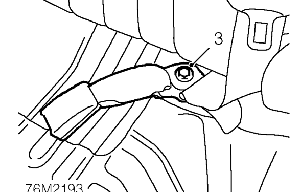 Rear seat belt - centre – Raise rear edge of cushion, release forward fixings and remove cushion.