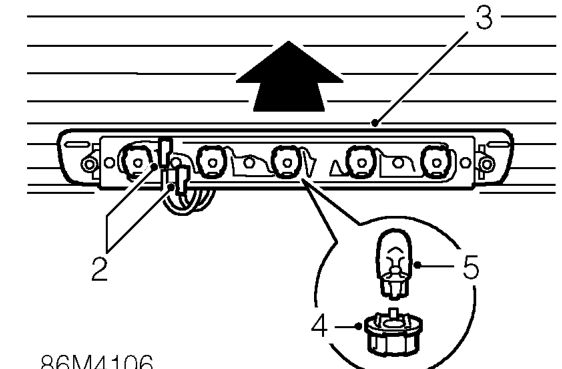 High level stop lamp – Remove 2 T20 Torx screws and remove lamp cover.