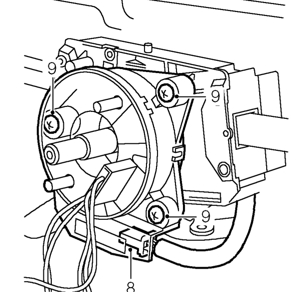 Rotary coupler – Release rotary coupler SRS harness clip from bracket on steering column.