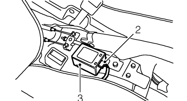 Alarm receiver – Remove rear console. See REPAIR MANUAL - Body, Interior Trim Components.