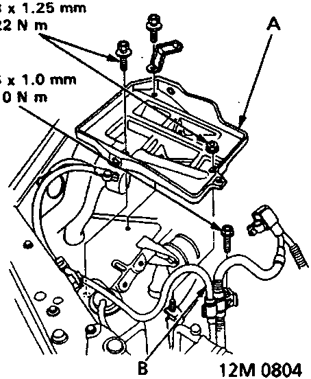 Diagram of battery base and battery cable with labels A and B