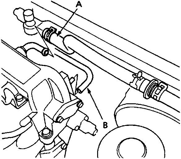 Diagram showing brake booster vacuum hose and engine mount control vacuum tube connections on the intake manifold