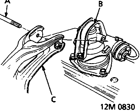 Diagram showing rear mount assembly with callouts A, B, and C