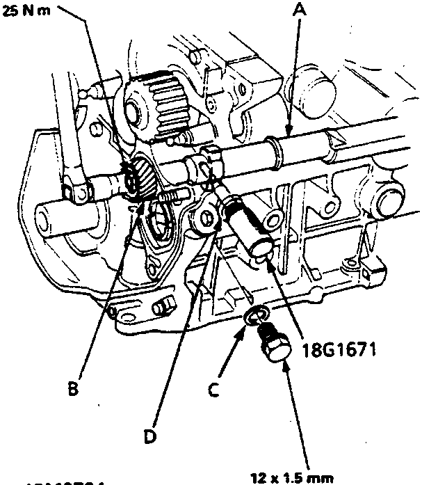 Diagram of the rear balancer assembly showing shaft, driven gear, washer, and maintenance hole with torque specifications.