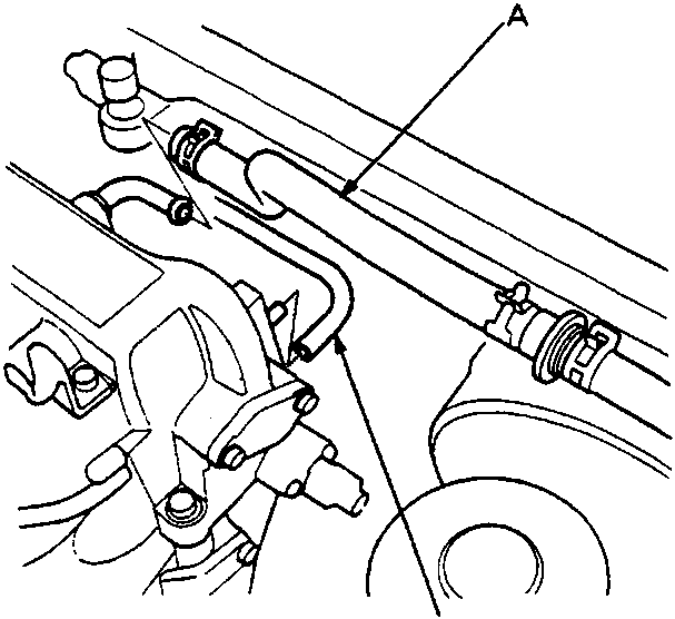 Diagram showing brake booster vacuum hose and engine mount control vacuum tube connections