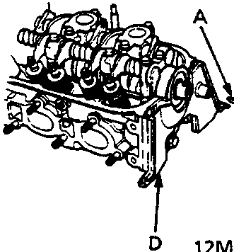 Exploded view of camshaft pulley assembly showing key, pulley, bolt and back cover