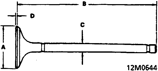 Technical diagram of a valve showing dimension lines labeled A, B, C, and D