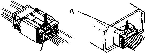 Diagram showing connector locking tab labeled A