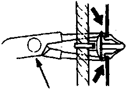 Diagram of snap ring pliers removing a clip